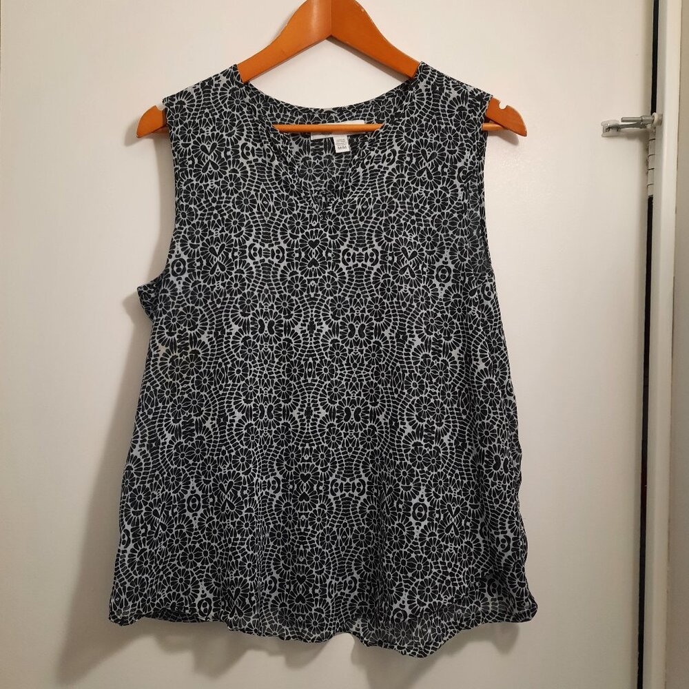 Cristina B Black/White Print Top, Size M